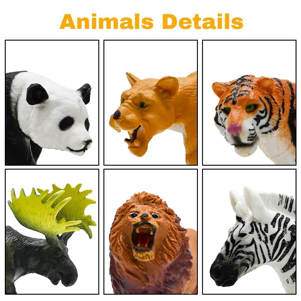 BOLZRA Safari Animals Figures Toys, Realistic Wild Zoo Animal Figurines, Plastic African Jungle Animals Playset for Kids Toddlers, 21Pcs Birthday Gifts Christmas Stocking Stuffers