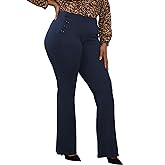 DGD Stretch Dress Pants Plus Size for Women Wrinkle-Free Office Pant with Pocket High Waist Work Casual Pant Blue-C 4XL