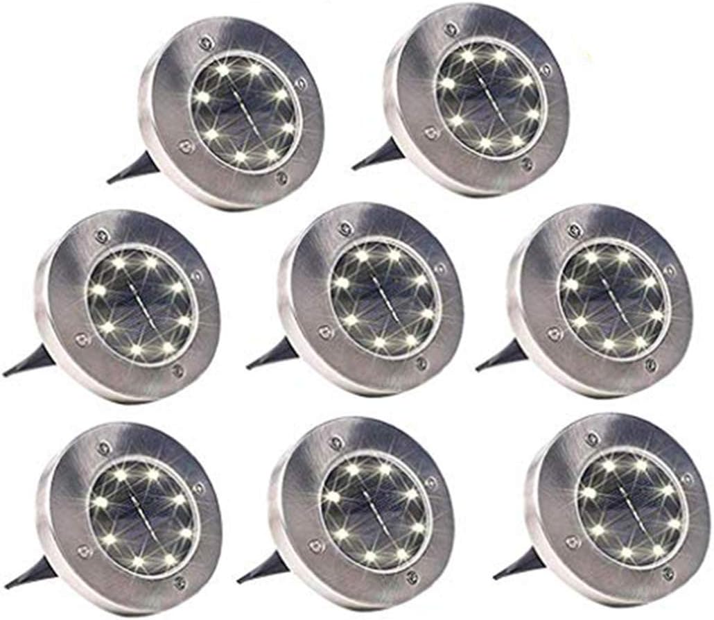 Solar Ground Lights,8 LED Disk Lights Solar Powered Waterproof Garden Pathway Outdoor in-Ground Lights with Light Sensor