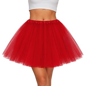 Fhykiss Tutu for Women Adults Teens 5 Layers Tulle Skirt Halloween Costumes | Colorful Fluffy Tutus, 80s Skirts, Fairy Skirt,