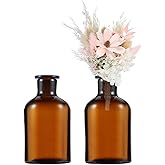 uxcell Brown Glass Bud Vase Set of 2, Small Flower Vases for Centerpiece, Tiny 125ml Narrow Mouth Vintage Clear Mini Vases in Bulk Assorted for Rustic Wedding Home Table Decor