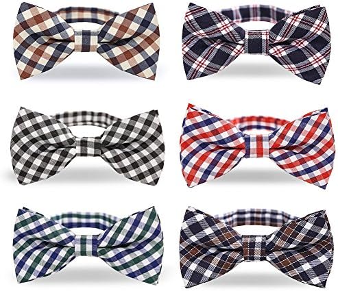 Baby Boys Toddler Plaid Bow Tie With Adjustable Neck Strap Kids Bowtie Set of 6