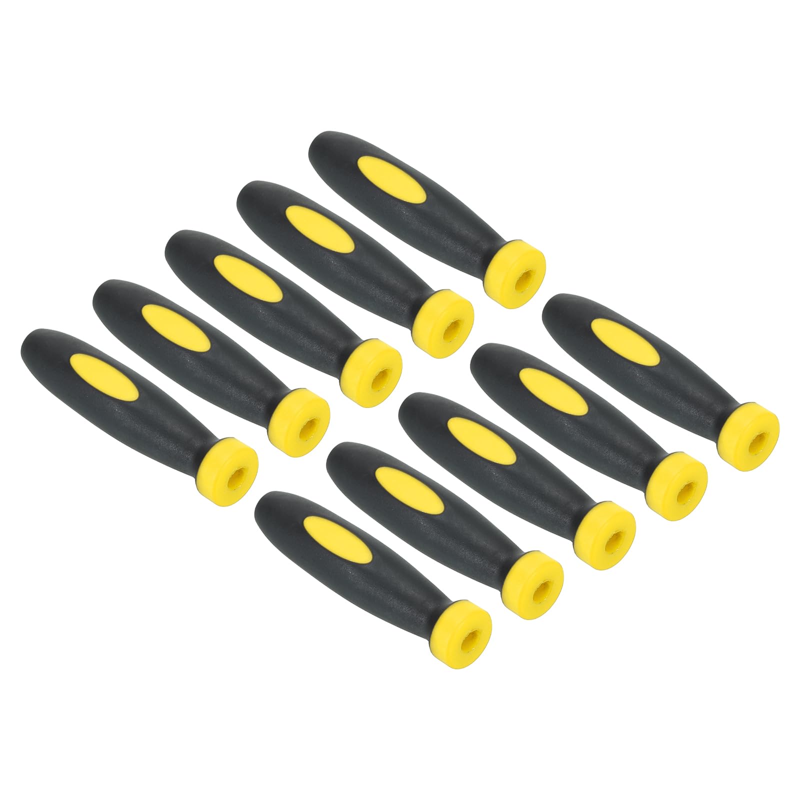PATIKIL 2 Inch Rubber File Handle, 10 Pack File Cutting Tool File Handle Replacement Accessories for 0.16" Diameter File, Black Yellow
