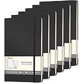 Comix 6 Pack Lined Journal Notebooks for Work, 240 Pages, 5.5"x8.3", Black, Hardcover, A5 Medium College Ruled, Journaling Notebooks for Notes-taking, Fits for Office School Home