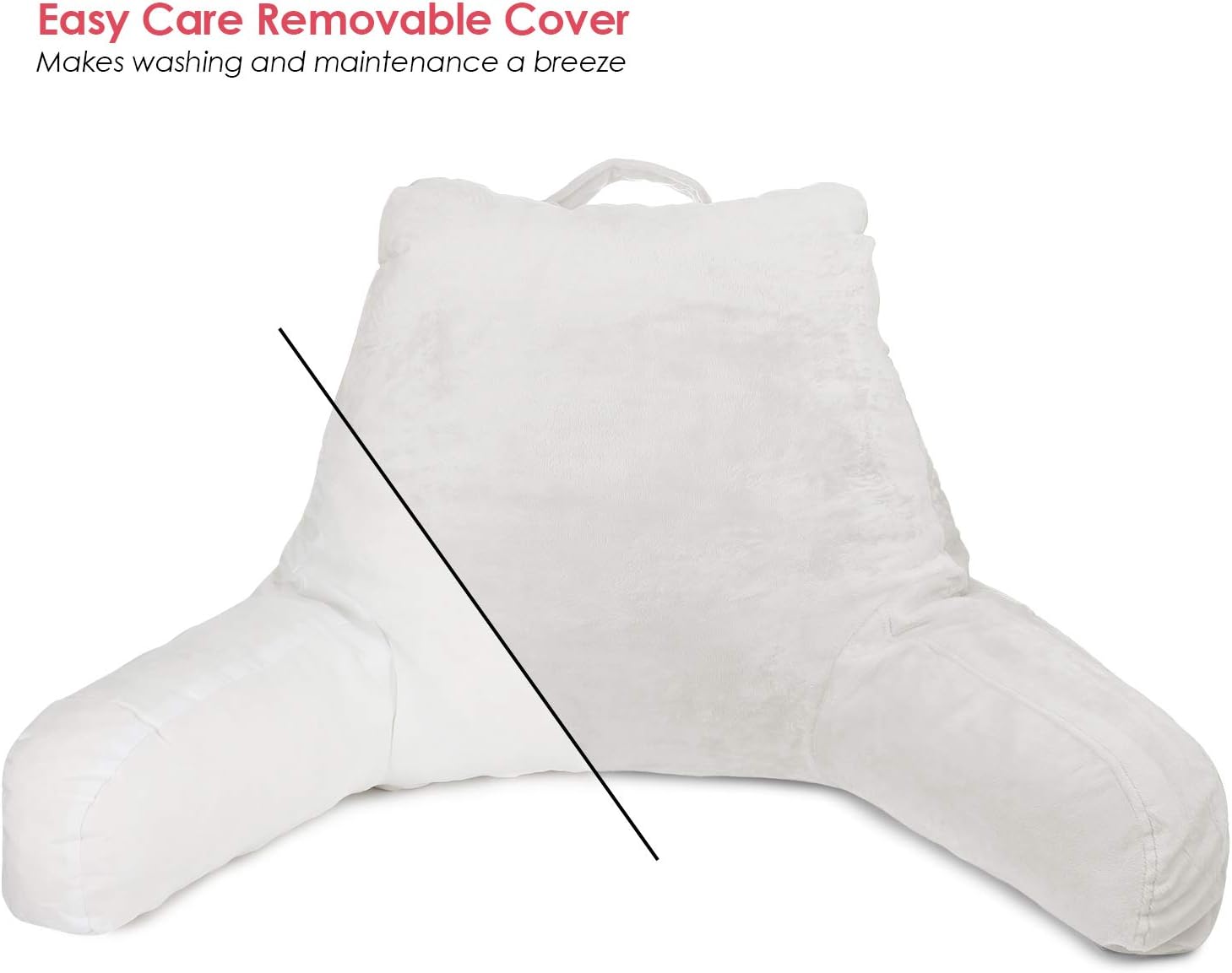 New & Improved Clara Clark Reading Pillow, Medium Bed Rest Pillow with Arms for Kids Teens & Adults – Premium Shredded Memory Foam TV Pillow - White: Home & Kitchen