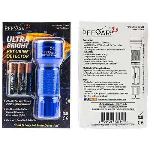 PeeDar 2.0 UV Pet Urine Detector Flashlight - 380-385nm Wavelength, Finds Invisible Stains, Includes EBook - View #3