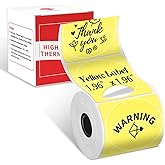 Phomemo Thermal Sticker Label for M110/M100/M220/M250/M108 Label Printer, 1.96" x 1.96"(50x50 mm), Black on Yellow, 140 Labels/Roll, for Barcode/Address/Mailing/Logo/Business/Home Tag
