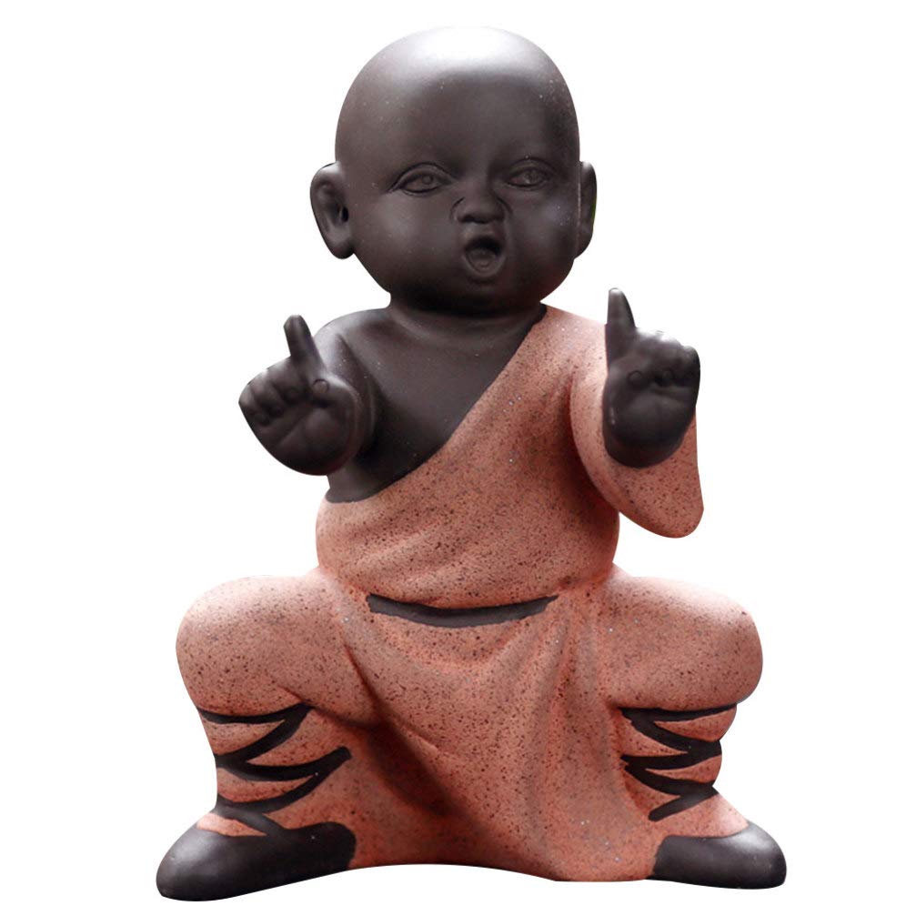 IMIKEYA Mini Monk Ornaments Kung Fu Buddha Statue Tea Pet Zen Garden Tea Tray Figurine for Kung Fu Tea Tray Car Home Desktop Decoration (Red)