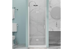 Bathenum 32 in.W x 72 in.H Bifold Frameless Glass Shower Door 1/4” Tempered Clear Glass Pivot Swing Shower Panel in Chrome Finish, Foldable