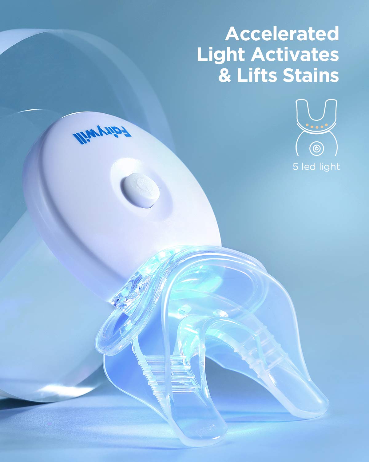 Fairywill Teeth Whitening Kit with Led Light, reduced sensitive teeth whitener kit, 3×3ml whitening Gel with 5X professional teeth whitening light Accelerated for Maximum Whitening: Beauty