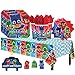 PJ Masks Birthday Party Pack for 16 with Plates, Napkins, Cups, Tablecover, and Candles