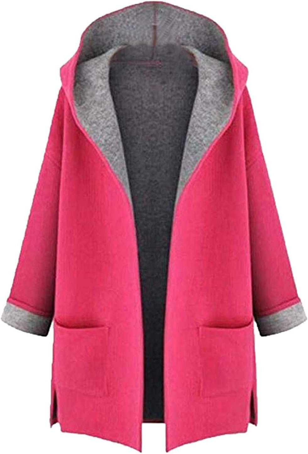 SDHEIJKY Women's Fahion Wool Coat Jacket Medium Long Large Size Loose Front Open Coat