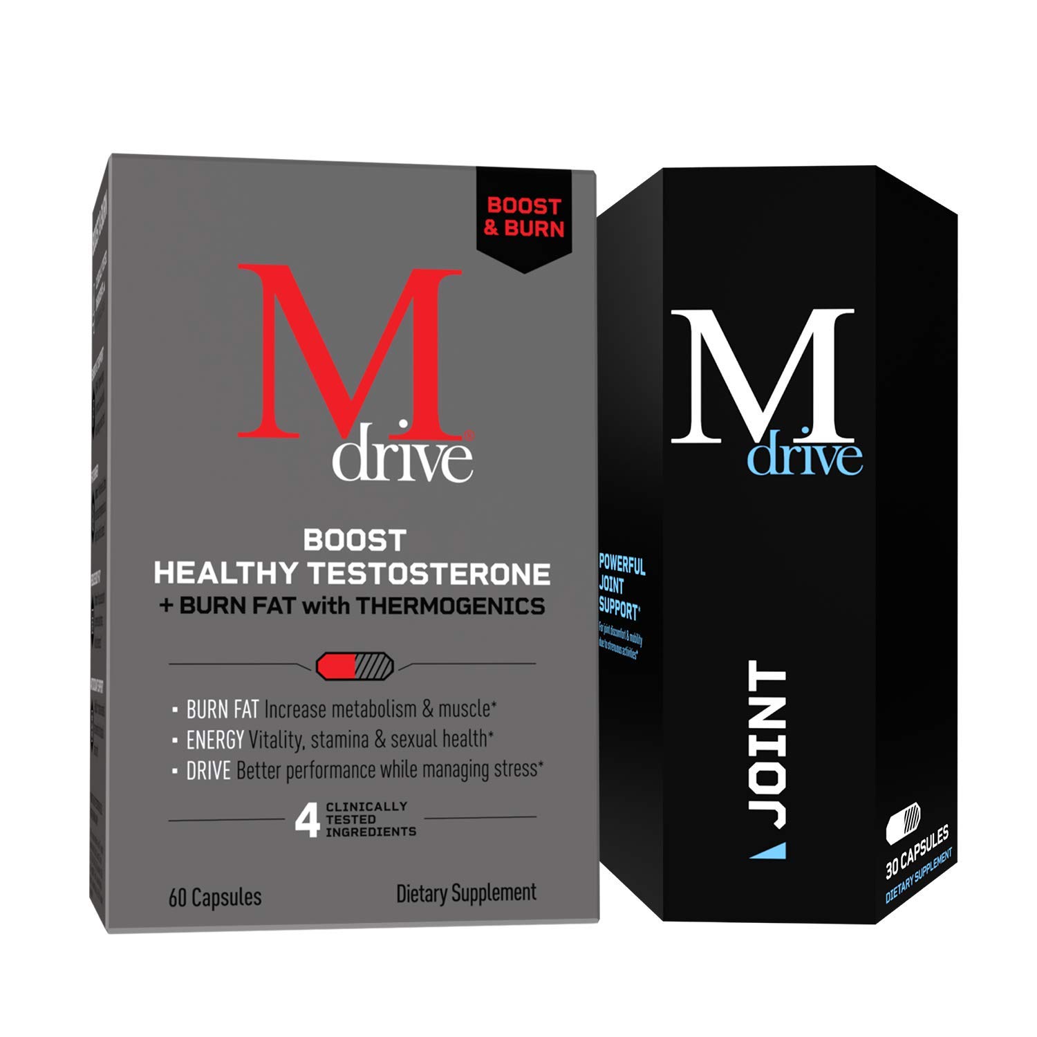 Mdrive Boost & Burn for Men 60 Capsules Joint 30 Capsules - Natural Energy, Strength, Stress Relief, Lean Muscle, Support Joint Health, Discomfort and Mobility