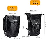 ROCKBROS 25-32L Waterproof Bike Pannier Bag Rear Rack Carrier Bag Black view 6