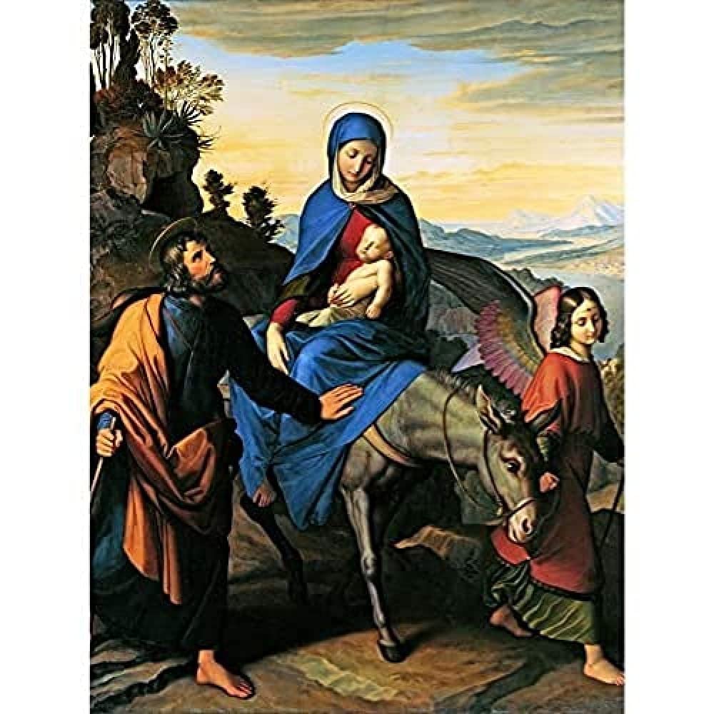 Von Carolsfeld Flight Into Egypt Biblical Painting Art Print Canvas Premium Wall Decor Poster Mural