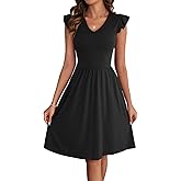 HELYO Women's Summer Dresses Cute V Neck Ruffle Sleeve Cocktail Short Work Casual Dress with Pockets 648