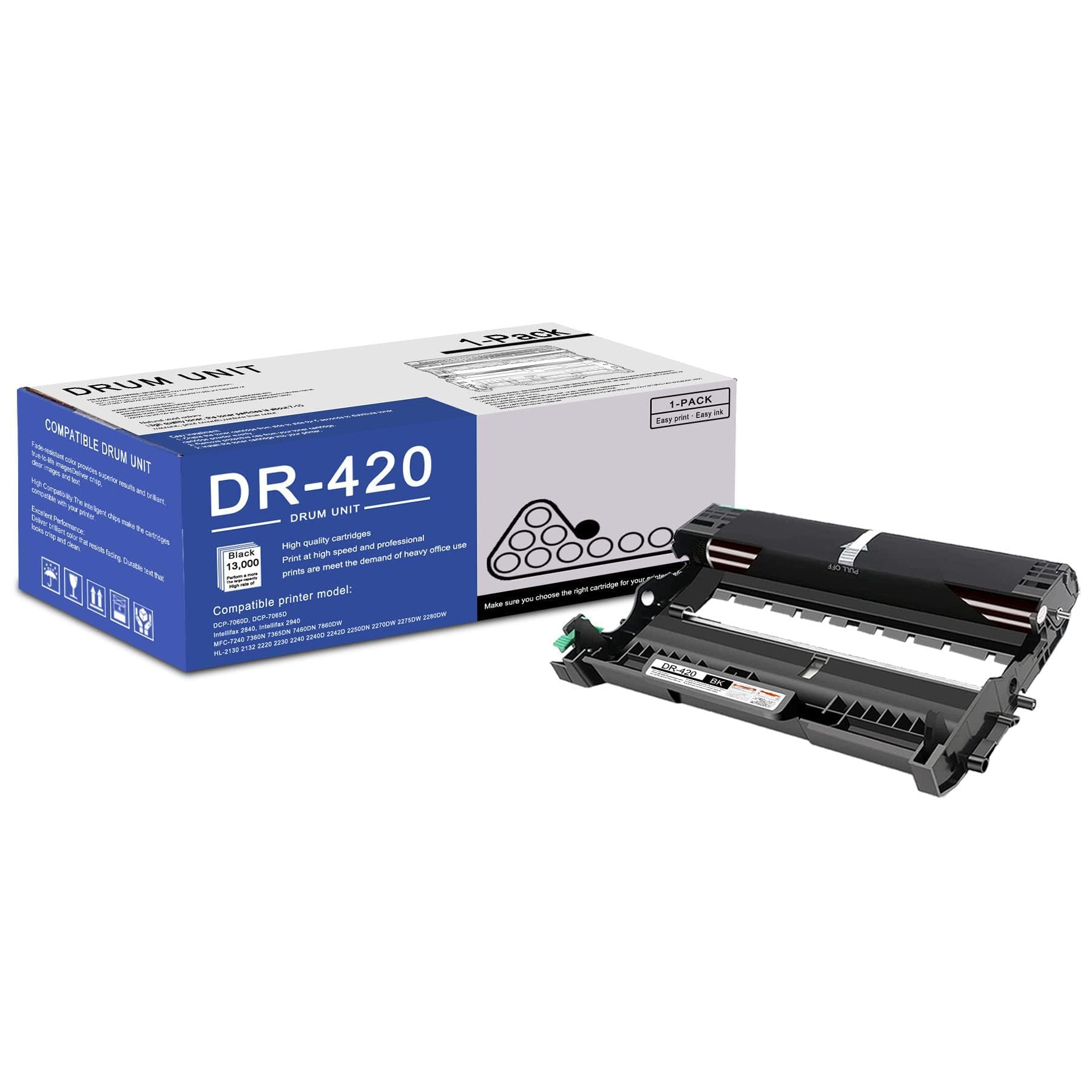 Photo 1 of 1 Pack DR420 DR-420 Black Drum Unit Compatible DR420 Replacement for Brother TN420 DCP-7060D 7065DN IntelliFax-2840 2940 HL-2220 2230 2240 2240D 2275DW 2280DW MFC-7240 7360N 7365DN 7860DW Printe