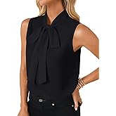 LYANER Women's Elegant Bow Tie Mock Neck Sleeveless Blouse Office Workwear Shirt Top