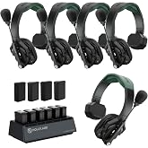 Hollyland Solidcom SE PRO 5-Users ENC Noise Cancellation Wireless Intercom Headset System 1312ft Team Communication with 3.5mm Single Ear Headset for Movie Shoot Live Show (1.9GHz Version)