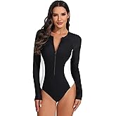 IBTOM CASTLE Women Rash Guard Long Sleeve One Piece Swimsuit UV Protection Zipper Swimwear Tummy Control Surfing Bathing Suit