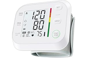COVERICH Blood Pressure Monitor Wrist Blood Pressure Monitors for Home Use 5-8.5 Inch Adjustable Blood Pressure Cuff 2 User x 99 Reading Memory LCD Digital Backlight Display with Portable Carrying Case