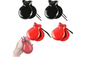 Naiveferry 4Pcs Wooden Finger Castanets, Musical Castanets Instrument Music Educational Clap Board Musical Percussion Instrum