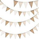 G2PLUS Pre-Strung Burlap Pennant Banner, 39Ft Linen Triangle Flag Bunting, 36pcs Pennant Banner Bunting Garland for Birthday, Wedding, Camping, Rustic Boho Theme Party Decorations