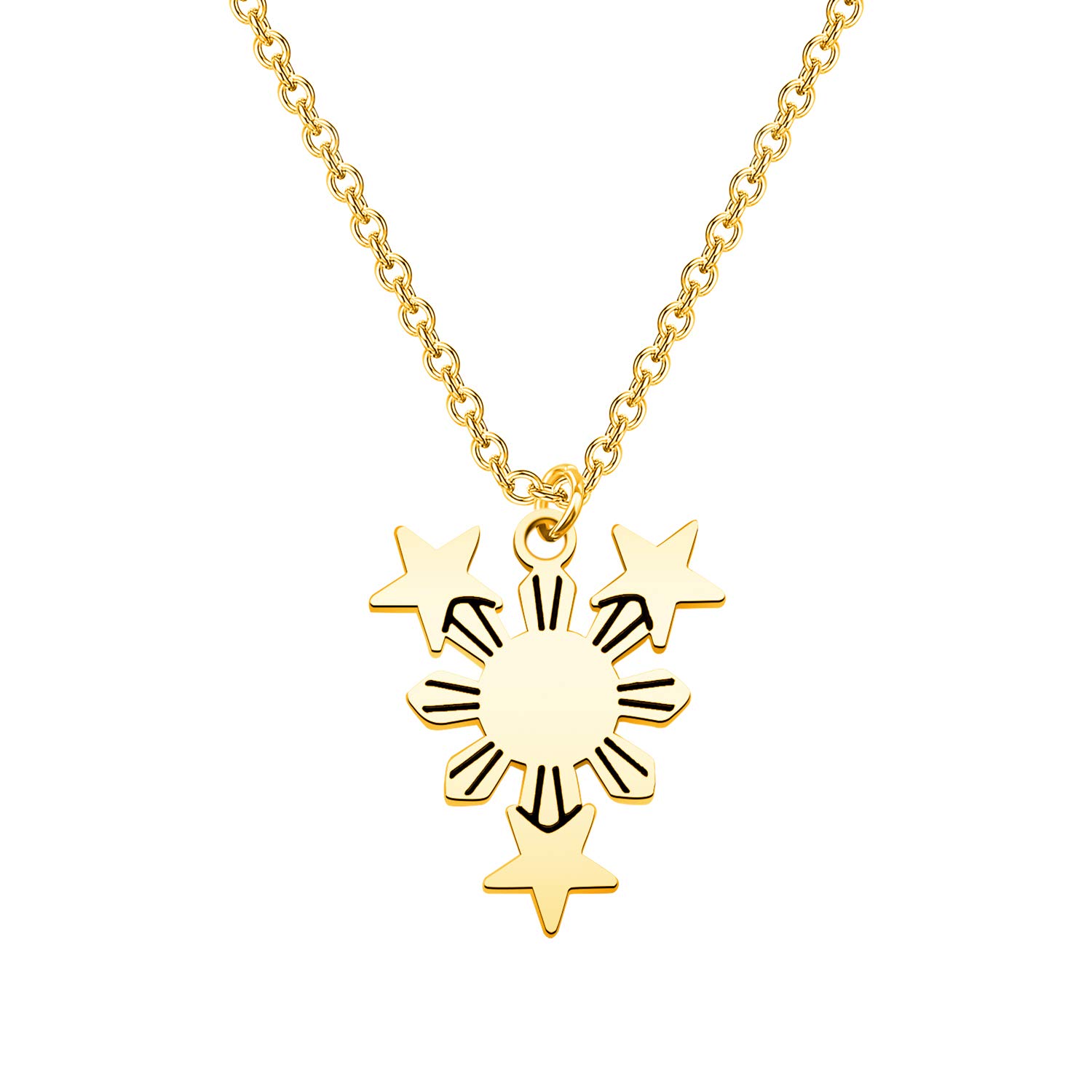 MYOSPARK Philippines Sun Necklace and Star Philippine Pride Jewelry Gift For Filipino