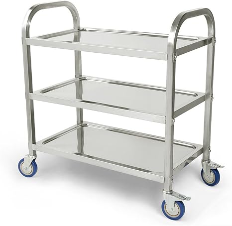 3 Tier Chariot de Cuisine,Chariot de Service en Acier Inoxydable avec 3 Tier Chariot de Cuisine,Chariot de Service en Acier Inoxydable avec