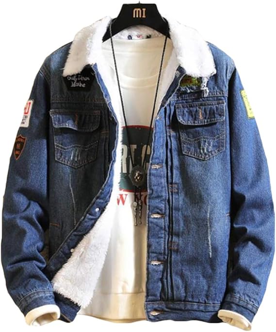 Amazon Qyyジージャン メンズ 裏ボア デニムジャケット 裏起毛 厚手 Gジャン おしゃれ 保温 プリント アウター デニム カジュアル ブルゾン 防寒 コート 折り襟 冬 コート ジャケット 通販