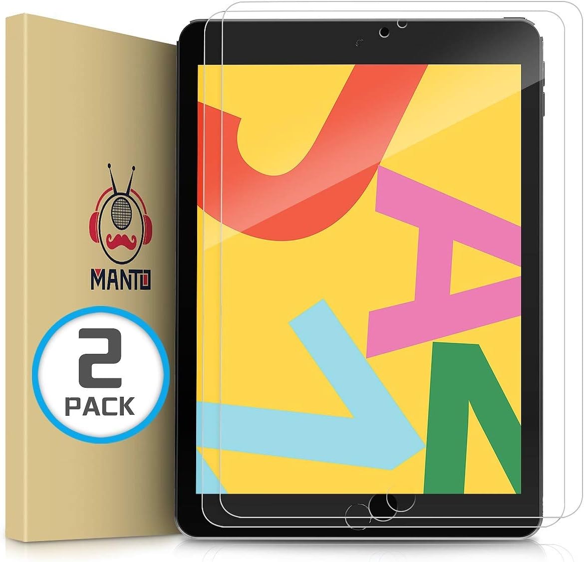 [2 Pack] MANTO Screen Protector for iPad 10.2 Inch 2019 & 2020, Ultra