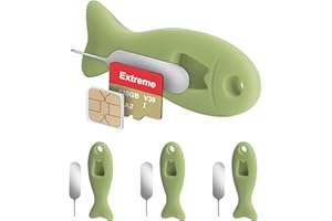 WALLFID 4 Pack SIM Card Removal Tool with Built-in SIM Card Storage - SIM Card Holder Contains Eject Pins Needle Opener Ejector Compatible with iPhone, Samsung, and More Cell Phones (4 Pack, Green)