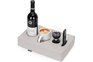 FDMGEL Couch Cup Holder Pillow - Cup Glass Cozy Pillow | Couch Caddy Sofa Bed Buddy Holds Drinks, Snacks, Remotes, Phones, Tablet. Keep Drinks Stand and Prevent Spills (PU Gray)