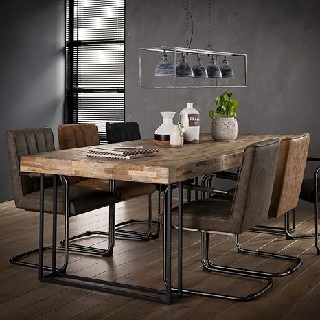 Maison Esto Roma Dining Table 240 X 100 Cm Teak Wood Weathered Metal Dining Room Table Dinner Table Amazon De Kuche Haushalt