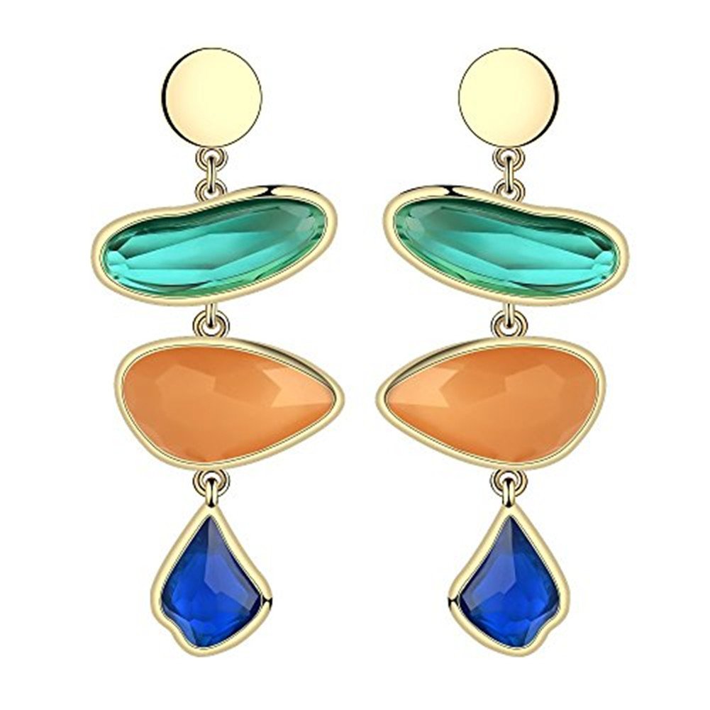 Fashion Creative Colorful Crystal Women Earrings Set Chunky Teardrop Gemstone Drop Dangle for Girls - Style 6