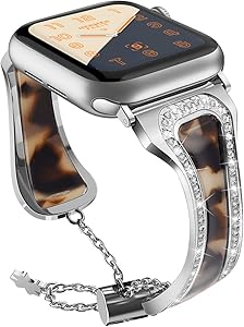 TOYOUTHS Compatible with Apple Watch Band Cheetah 38mm 40mm Rose Gold Bracelet Sparkle Jewelry Bands Leopard Cuff Bangle Women Resin Replacement Strap Wristband Series 5 4 3 2 1