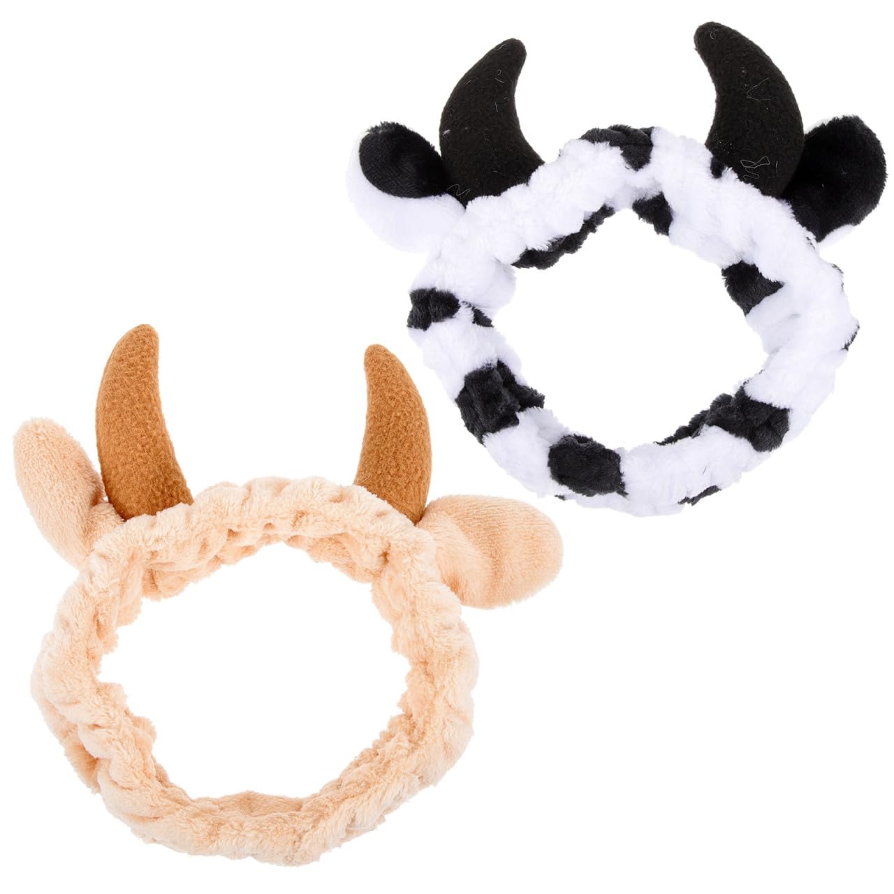 2pcs Makeup Headband Cow Spa Headband Plush Animal Hairband Skincare Hairband Bath Head Wrap for Washing Face Makeup Shower