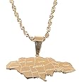 BR Gold Jewelry Stainless Steel Map of Jamaica With City Pendant Necklaces for Women