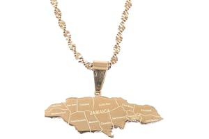 CHUANGBANG JEWELRY BR Gold Jewelry Stainless Steel Map of Jamaica With City Pendant Necklaces for Women Girl