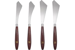 MBAIYO 4 Pcs Painting Knife Set,Palette Knife No.19 + Pallet Knives No.20 Stainless Steel Art Spatula with Wood Handle Scraper for Oil Canvas Acrylic Sculpting Mixing Texturing