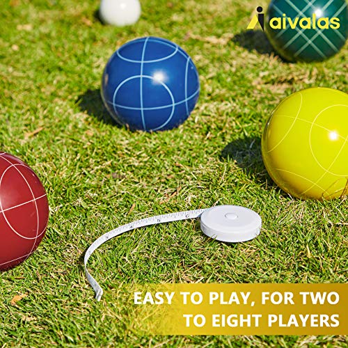 Aivalas Bocce Ball Set, 100mm Bocci Ball Set with 8 Resin Balls