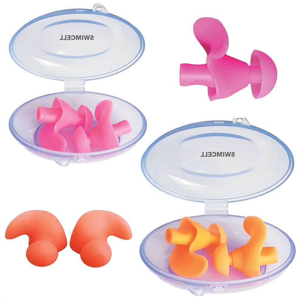 SwimCell Swimming Ear Plugs Adults - Soft Silicone - Prevent Swimmer's Ear - Waterproof - Reusable - Multi-Coloured - 2 Pairs