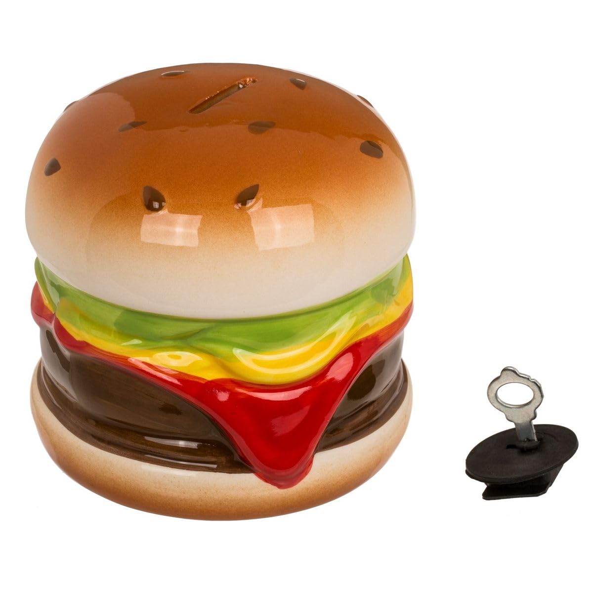 Out of the Blue 78/3923 Piggy Bank Hamburger Design, Multi-Colour, 13.6 x 13.6 x 13.6 cm