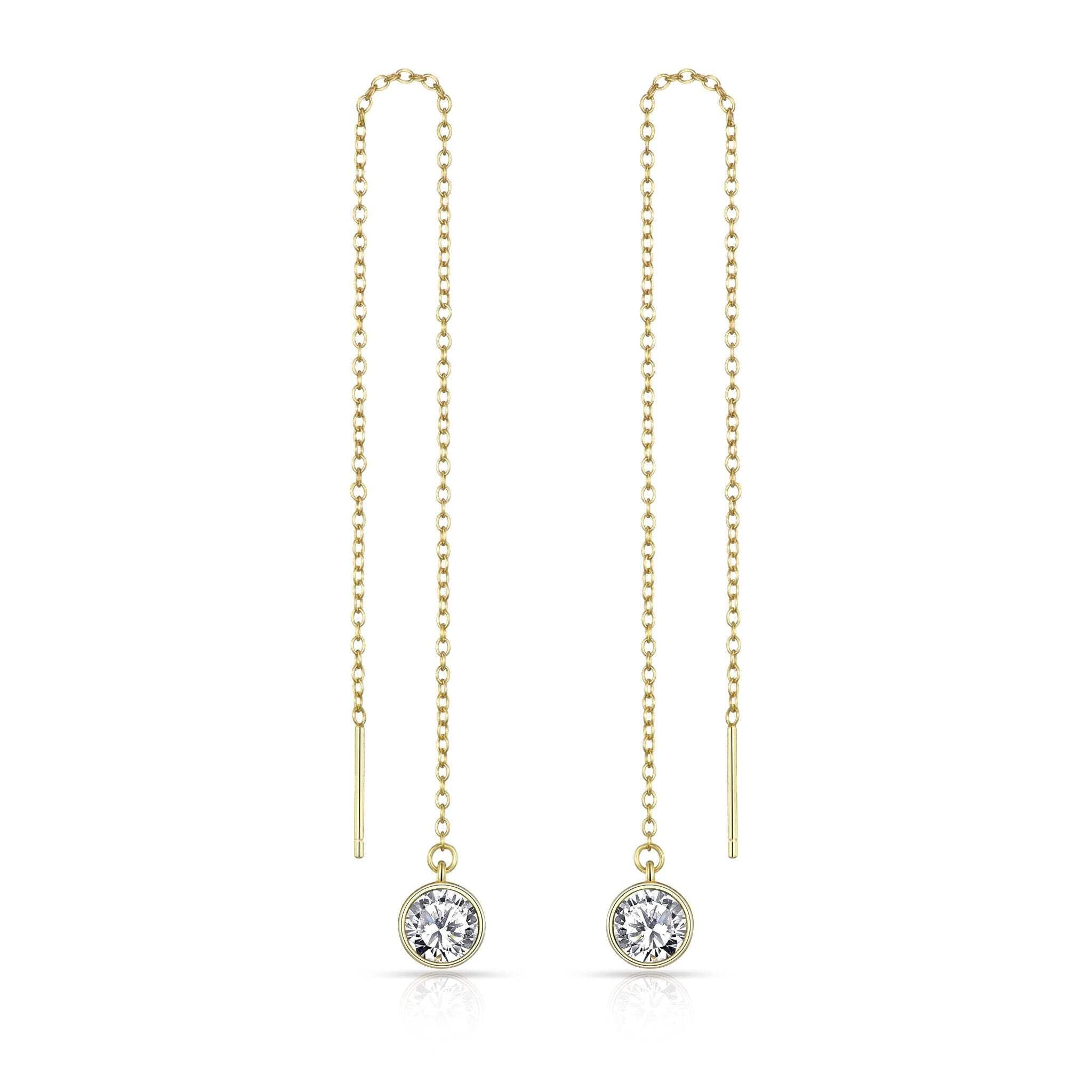 Philip Jones Gold Plated Sterling Silver Thread Earrings Created with Zircondia® Crystals