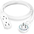 Maximm Cable 4 Ft 360° Rotating Flat Plug Extension Cord/Wire, 16/3 AWG Multi 3 Outlet 3-Prong Grounded Wire- White - UL Certified
