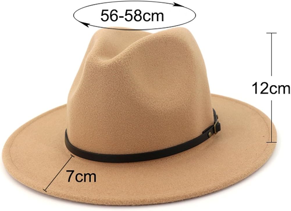 Lisianthus Women Wide Brim Wool Fedora Panama Hat with Belt Buckle A-Camel at  Women’s Clothing store