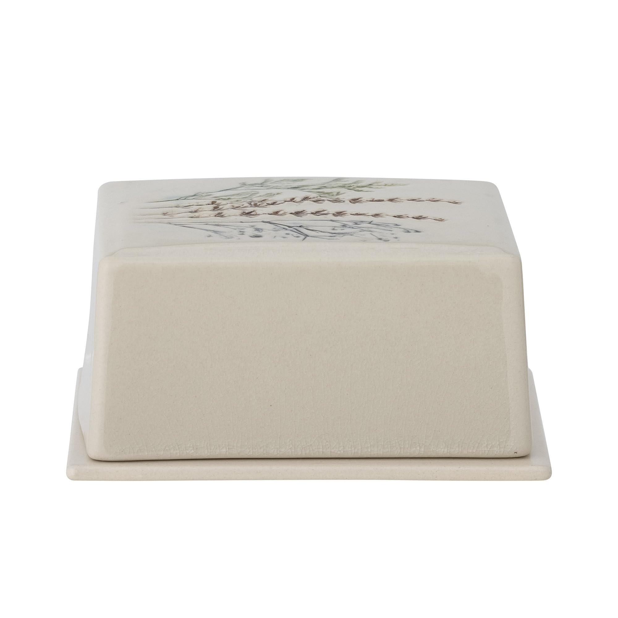Bloomingville Bea Ceramic Butter Dish, Cream White, 15 x 7.5 x 12.5 cm, Dishwasher Safe