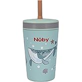 Nuby Thirsty Kids Insulated Toddler Cup with Silicone Flexstraw - 12 oz - Stainless Steel and Leak-Resistant - 18+ Months - Ocean
