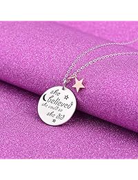 ACJNA - Collar inspirador con colgante de estrella de plata de ley 925 para mujer