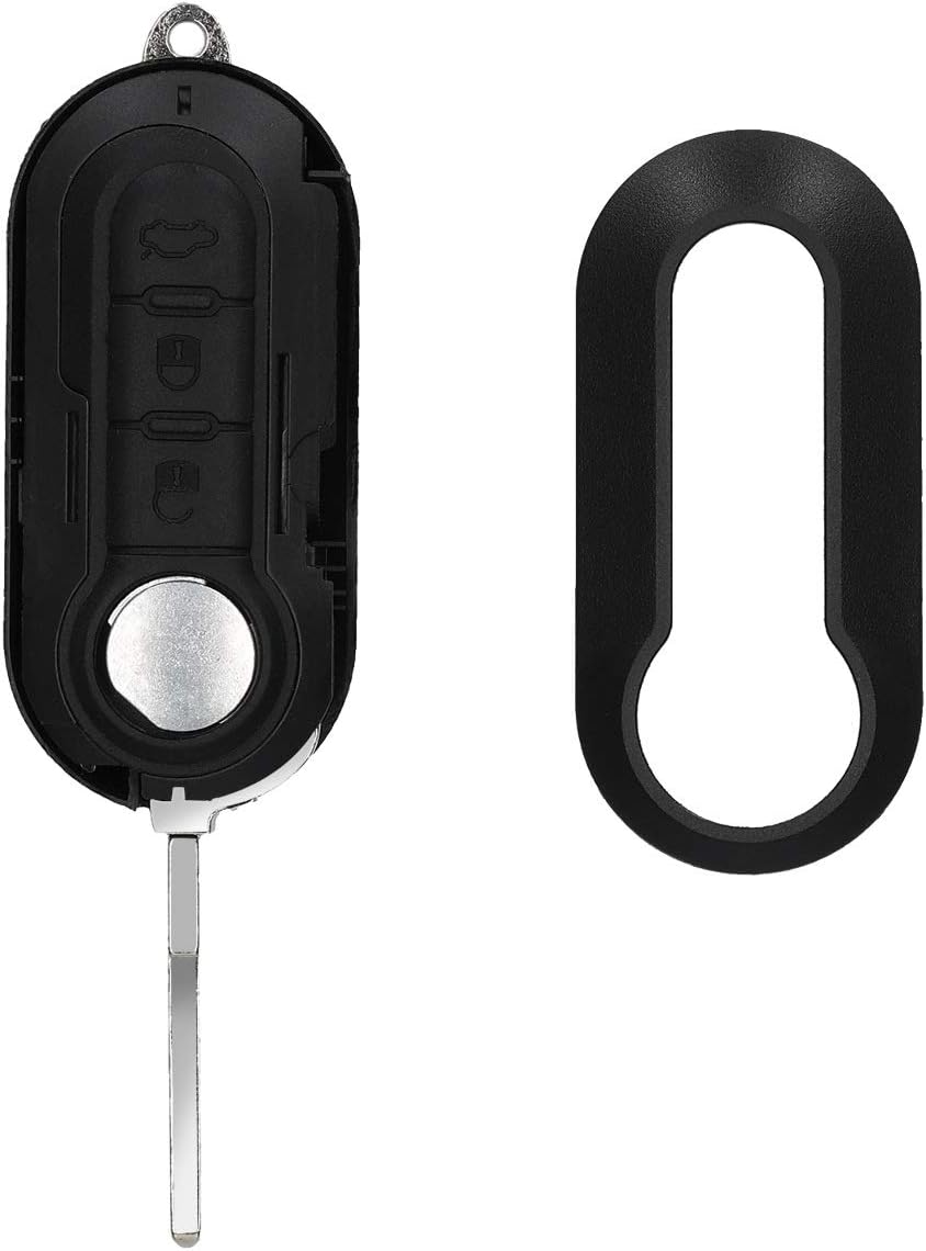 kwmobile Car Key Cover Compatible with Fiat Lancia 3 Button Car Flip Key - Protective Hard Plastic Key Fob Cover Case - Black - Image 4